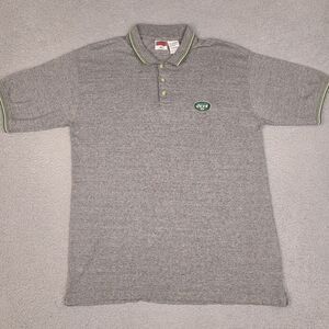 Vintage NY Jets Polo Shirt‎ Mens XL Gray 1998 Soft Cotton NFL Football The Edge